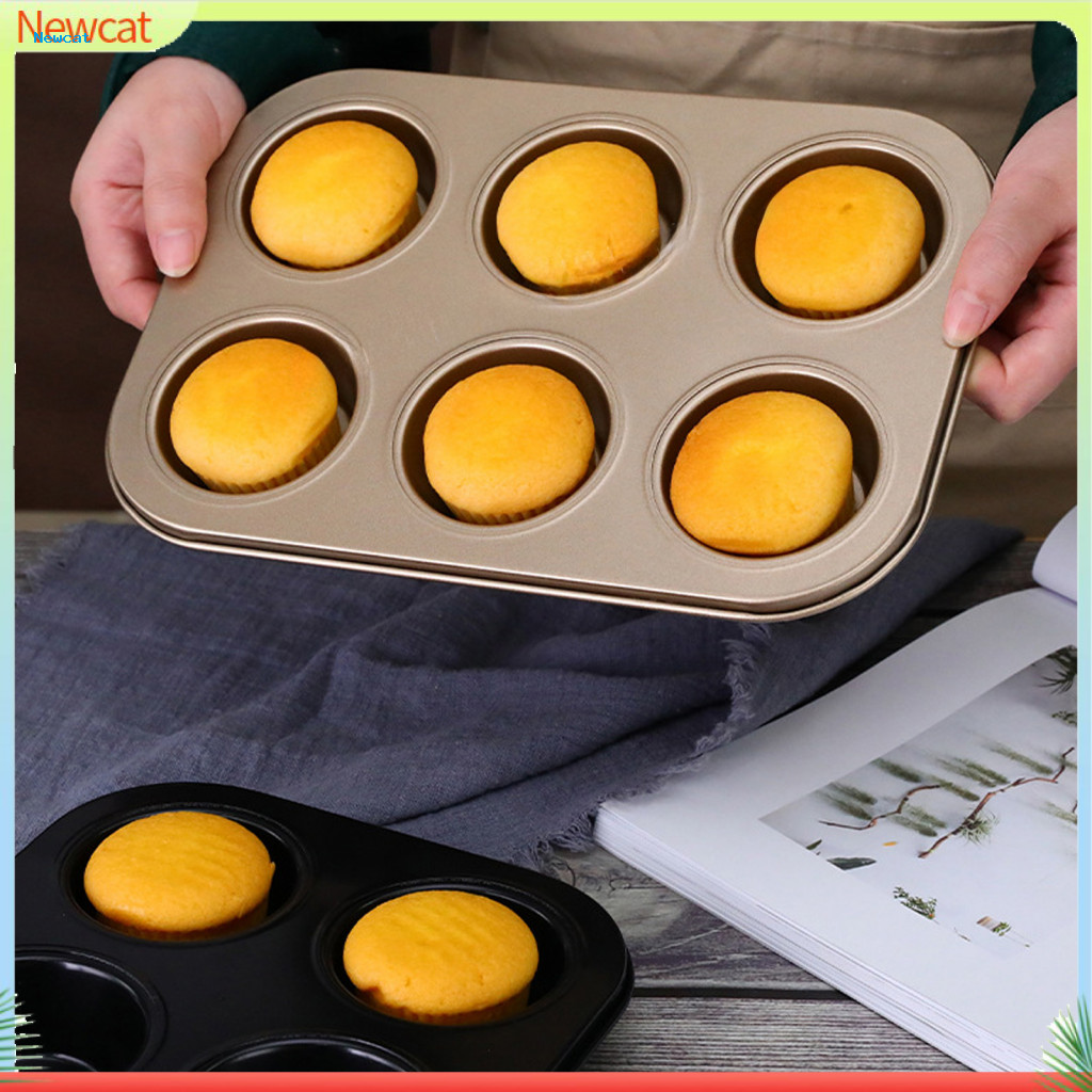{Newcat} แม่พิมพ์อบทนทาน Nonstick Muffin Tin Nonstick เหล็กคาร์บอน Cupcake Pan สําหรับอบง่ายเหมาะสํา
