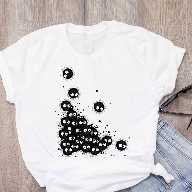 เกาหลีเกาหลี 2026 การ์ตูน Totoro T เสื้อ Super Hot การ์ตูนเพื่อนบ้านของฉัน Totoro ฝุ่น Elf พิมพ์สุภาพสตรี T เสื้อ insCOD IFHS