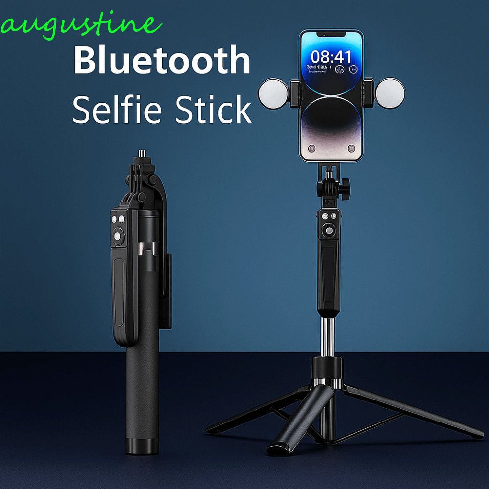 AUGUSTINE ไม้เซลฟี่บลูทูธ, ขาตั้งกล้องพร้อมโคมไฟ LED Telescopic Selfie Stick, ใช้งานได้จริง 1.7 ม. ข