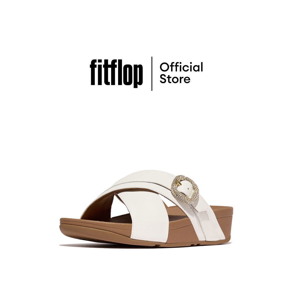 FITFLOP LULU CRYSTAL-BUCKLE CROSS รองเท้าแตะผู้หญิง รุ่น HO1-194 สี WHITE
