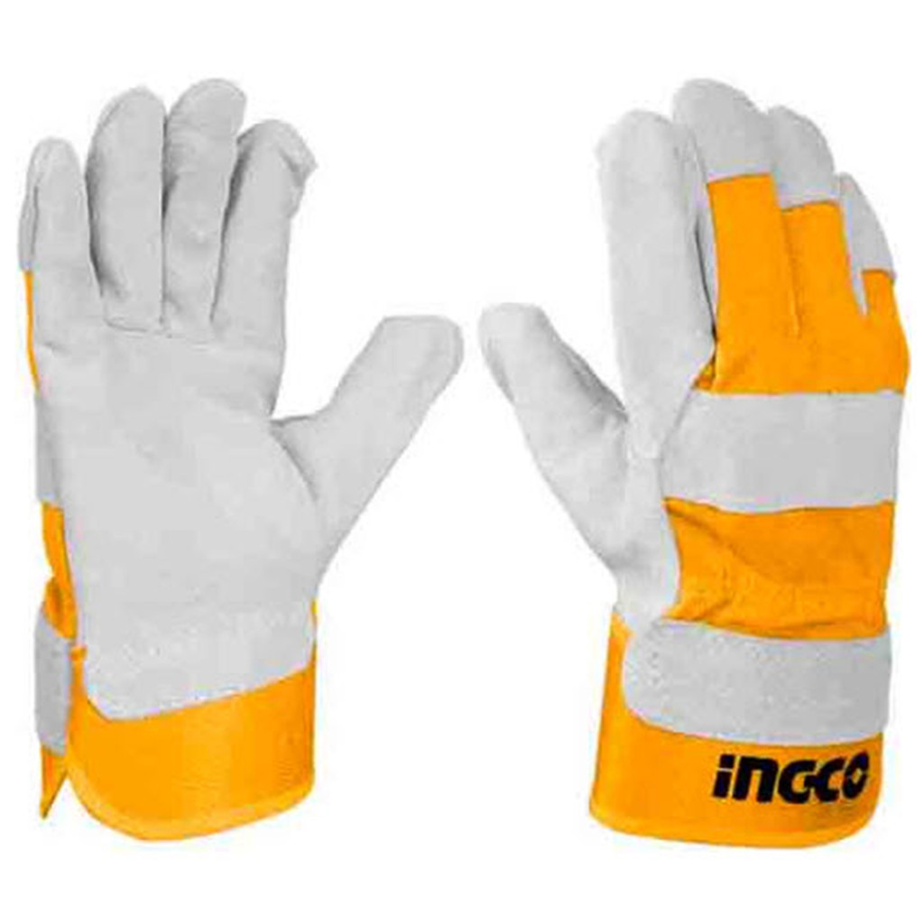 INGCO ถุงมือหนัง ถุงมือเซฟตี้ 10.5 นิ้ว รุ่น HGVC01 ยางหุ้มข้อมือ เหมาะสำหรับ งานเครื่องจักรกล, ขนย้ายอุปกรณ์ต่างๆ (อิงโ