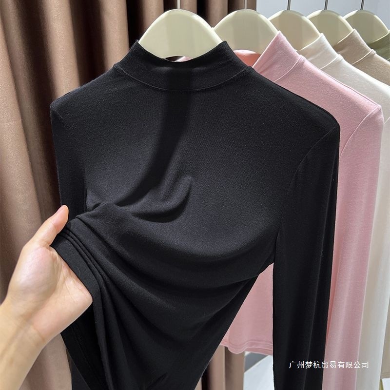 !新中代尔立领高领式女มม秋冬新款百搭短款短袖上衣ใหม่กิริยายืนปกคอปกสูงฐานผู้หญิง mTI