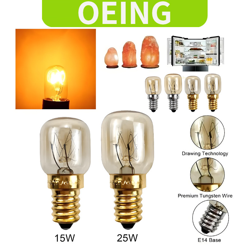 OEING ฮาโลเจน AC 220-240V E14 ทนอุณหภูมิสูง 300°C สําหรับเตาอบไมโครเวฟ 15W/25W แสงอุ่น 3000K