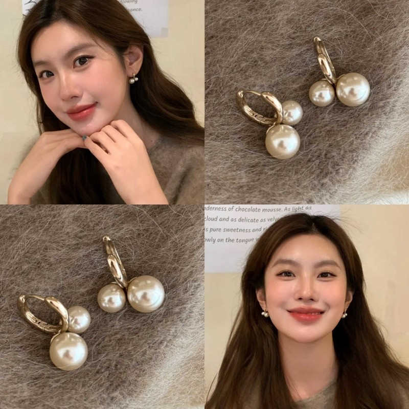 ต่างหูหนีบมุกมินิมอลระดับไฮเอนด์วินเทจพร้อมออร่าอ่อนโยนและสง่างาม