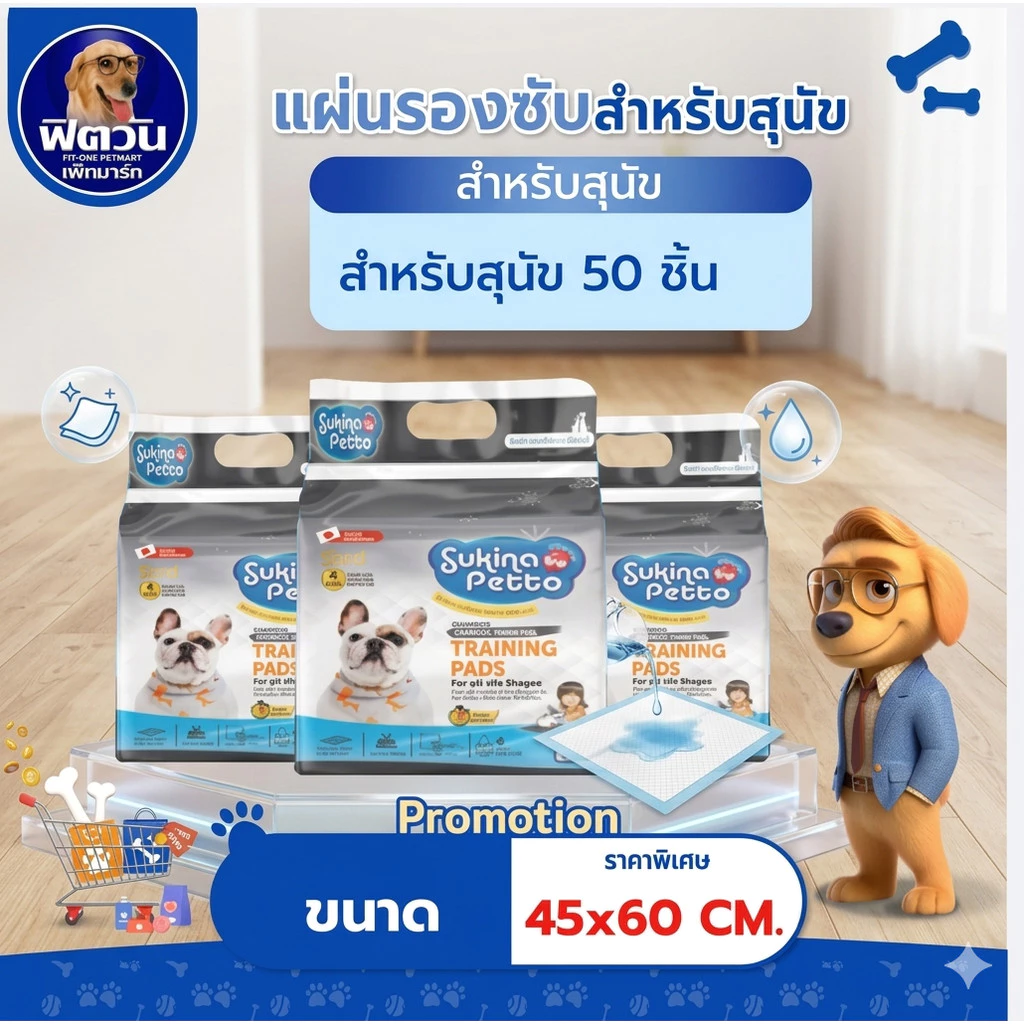 Sukina Petto แผ่นรองซับBamboo Charcoal45*60ซม.50ชิ้น{ผ้าอ้อม/แผ่นรอง}