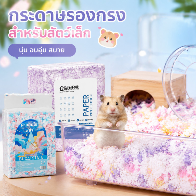 COD กระดาษรองกรงสีสันสดใส กระดาษรองกรงดอกไม้ รองกรง สำหรับสัตว์เลี้ยงแฮมสเตอร์ 400G นุ่มละเอียด เปลี่ยนง่าย