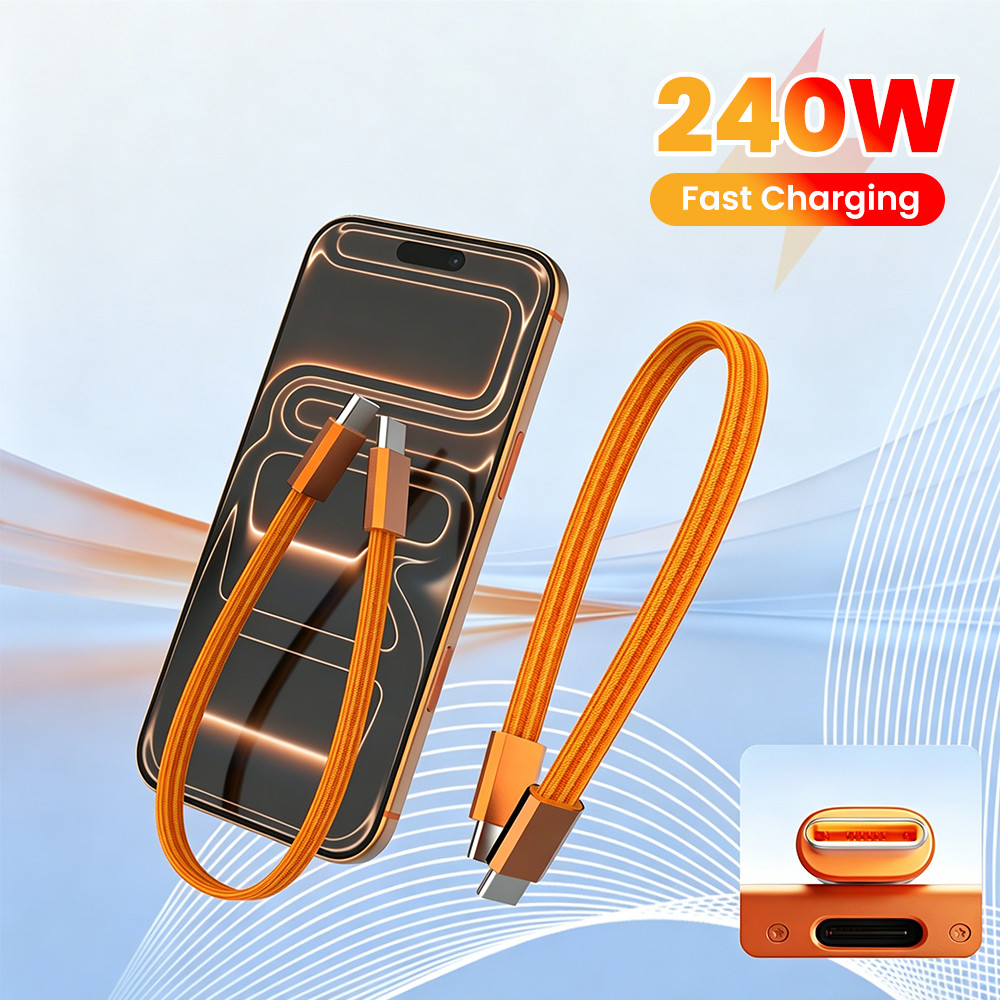 Twitch 240W 0.3M สั้นประเภท C ถึง Type C สายชาร์จเร็ว USB A ถึง Type C สายเคเบิลข้อมูลสําหรับโทรศัพท์มือถือ Power Bank
