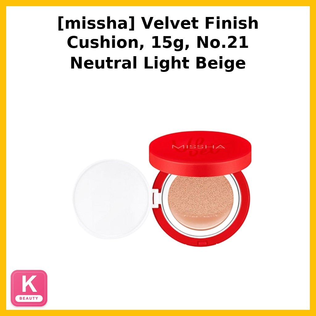 [missha] Velvet Finish Cushion, 15g, No.21 Neutral Light Beige / คุชชั่นกํามะหยี่เกาหลี / Flawless F