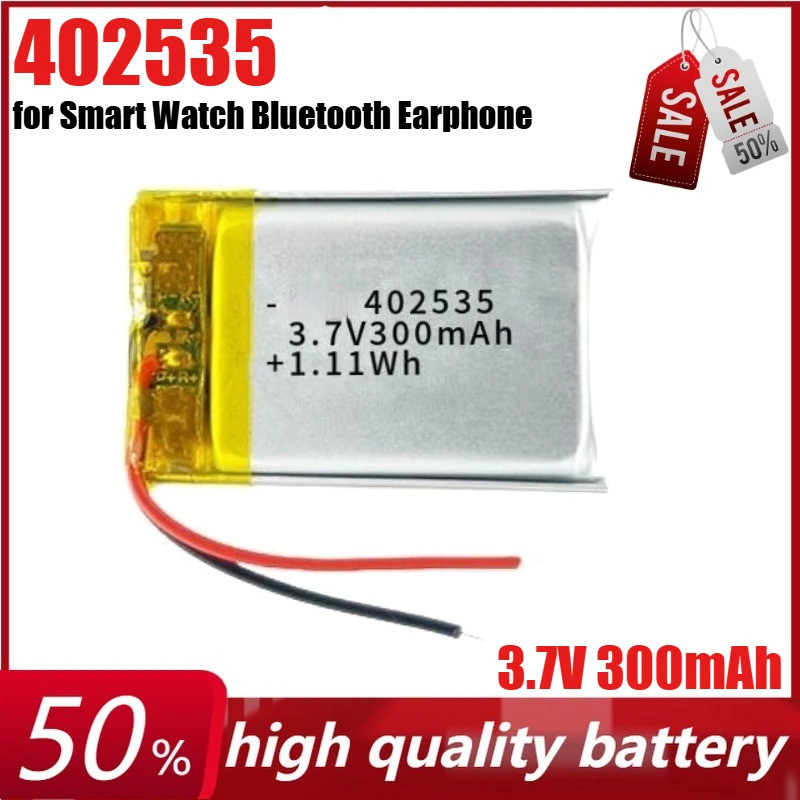 3.7V 300mAh 402535 แบตเตอรี่ลิเธียมโพลิเมอร์แบบชาร์จไฟได้สําหรับสมาร์ทวอทช์หูฟังบลูทูธเครื่องพ่นสารเ