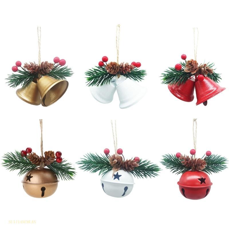 SJT ตกแต่ง Xmas Bell Jingle Bells เครื่องประดับต้นคริสต์มาส Decor จี้ต้นคริสต์มาส Red Gold สีขาว Jin