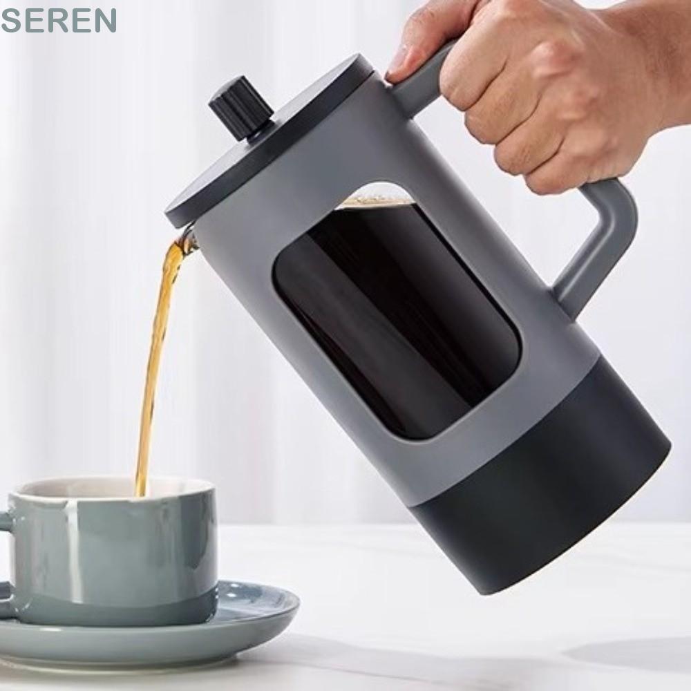 SEREN เครื่องชงกาแฟ French Press, เครื่องชงกาแฟชาแก้ว Borosilicate ทนความร้อน, แบบพกพามัลติฟังก์ชั่น