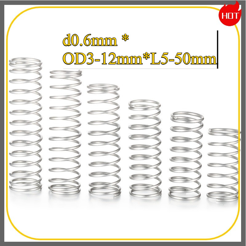 สปริงบีบอัด สปริงคืน สปริงบีบ สแตนเลส 304 d0.6mm * OD3-12mm*L5-50mm  JFDP001-5