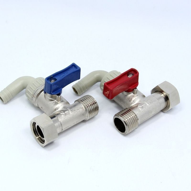 วาล์วระบายน้ำเสียทองแดงแท้ ชนิดสามทาง (Tee Union Ball Valve) พร้อมสวิทช์ระบายน้ำ สำหรับเครื่องทำน้ำอ