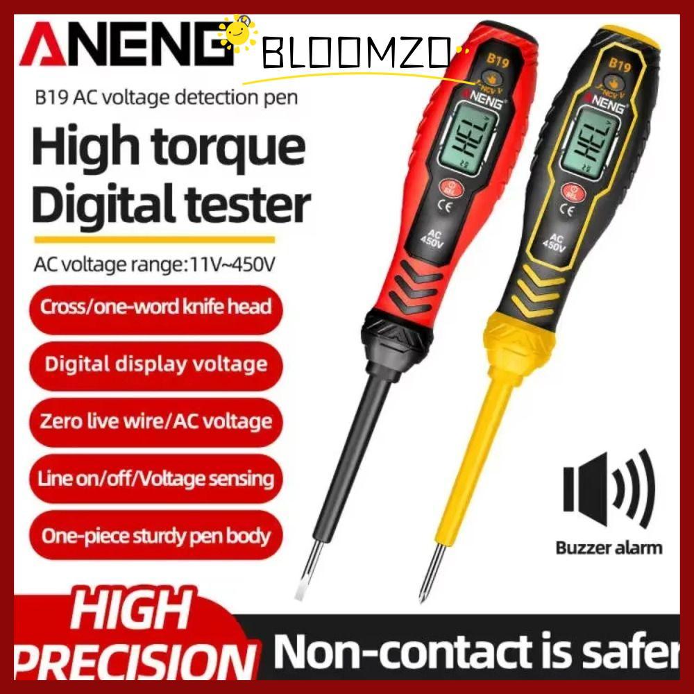 BLOOMZO เครื่องตรวจจับแรงดันไฟฟ้า, Cross/Word Buzzer Alarm ปากกาทดสอบแรงดันไฟฟ้า, 30-1000V จอแสดงผลดิจิตอลแบบไม่สัมผัสช่างไฟฟ้าปากกาเหนี่ยวนํา