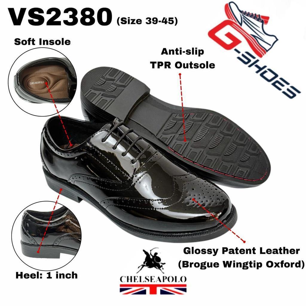 [G-SHOES] Chelseapolo Kasut Kilat Potong Kade Polis Security Men รองเท้าหนังอย่างเป็นทางการ VS2380