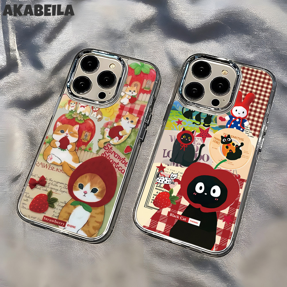 เคสTPUใสSamsung A37 A57 A07 A17 A56 A36 A55 A54 A06 A16 A15 A50 A73 S24 S25 S26 Ultra ลูกแมวสตรอว์เบอร์รีน่ารัก