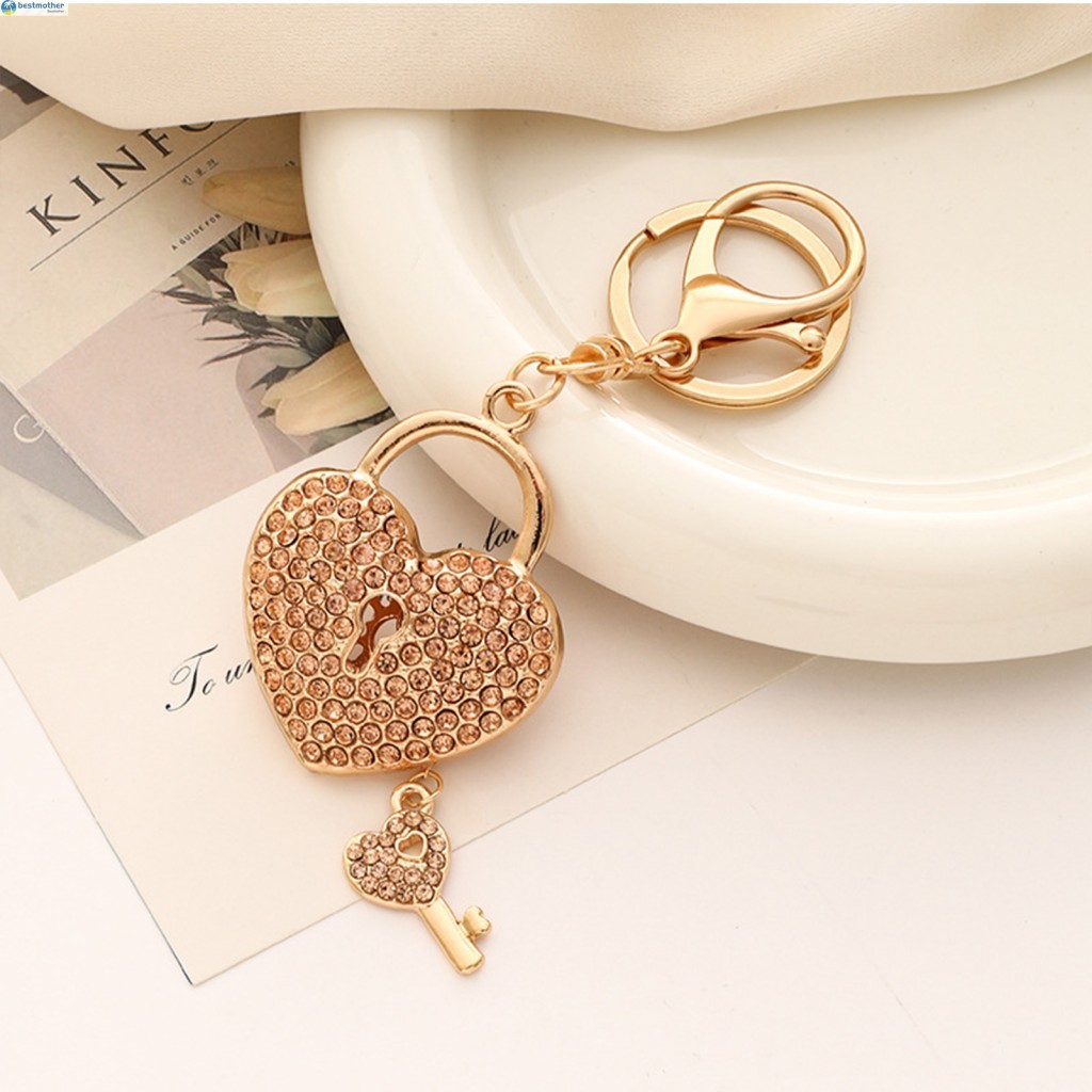 Rhinestone Heart Lock พวงกุญแจผู้ถือกุญแจ Goodie กระเป๋า Stuffers อุปกรณ์สําหรับตกแต่งบ้านที่ทันสมัย
