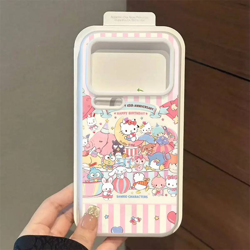 เคสโทรศัพท์แม่เหล็ก ลายเฮลโลคิตตี้ ใช้ได้กับ iPhone17Air/16Plus/15/13Pro/14/12/11 คุณภาพสูง ป้องกันการตกกระแทกได้ 2 ใน 1