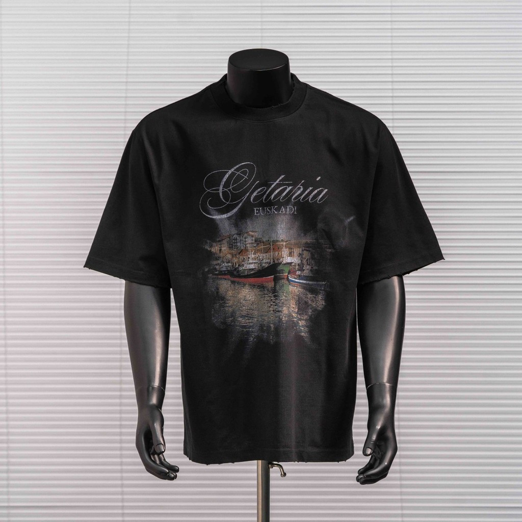 BALENCIAGA/BALENCIAGA 2026 คลาสสิกรอบคอแขนสั้นเสื้อยืดผู้ชายผู้หญิงแฟชั่นฤดูใบไม้ร่วงพิมพ์เสื้อยืด S