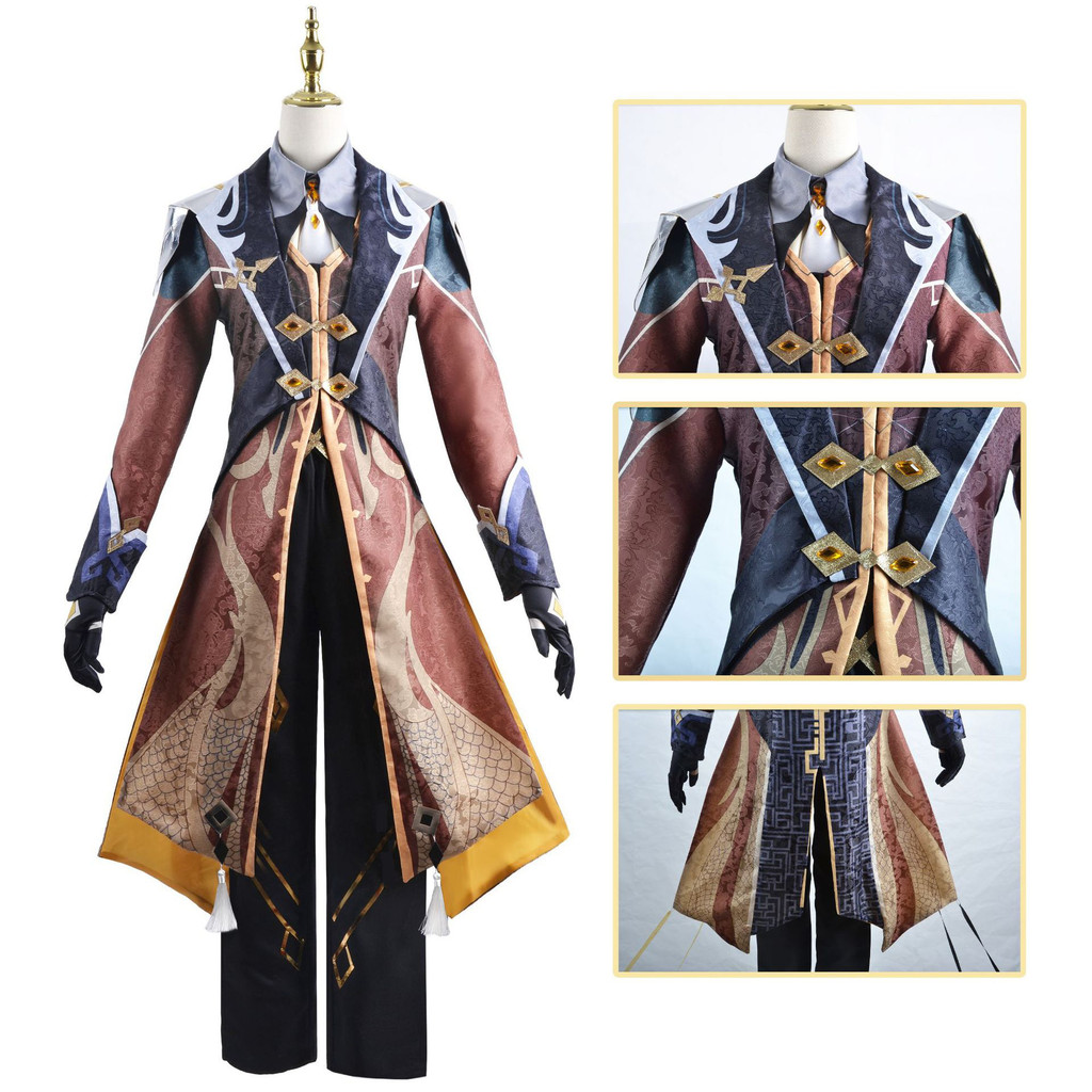 ชุดคอสเพลย์ Zhongli สำหรับเกมYuanshen พร้อมเสื้อและ.ACCESSORY_OR_DETAIL_IF_APPLICABLE.