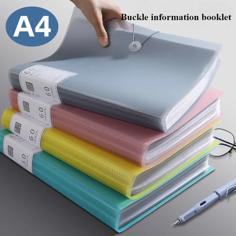 1 แพ็ค, A4 Document Organizer พร้อมกระเป๋าโปร่งใส 60 ใบ - Multi-layer Office และ School Storage Fold