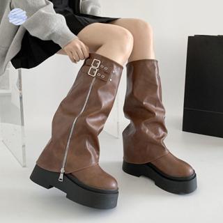 LUXELUNGE รองเท้าบู๊ทสำหรับผู้หญิง ออกแบบใหม่สไตล์ Y2K Punk …