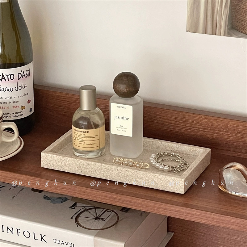 จัดส่ง 24 ชั่วโมง Nordic สไตล์เลียนแบบหินอ่อนถาดออกแบบ washstand Organizer ถาดเรซิ่นเดสก์ท็อปน้ําหอม Organizer ถาด BJF6