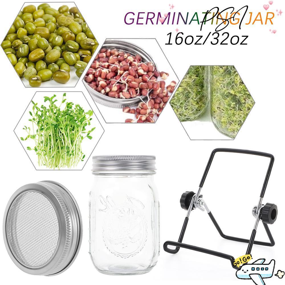 PSI 16/32oz Mason Jar เครื่องมือทําสวนงอกการเจริญเติบโตห้องครัวที่บ้านพร้อมฝาปิดหน้าจอ