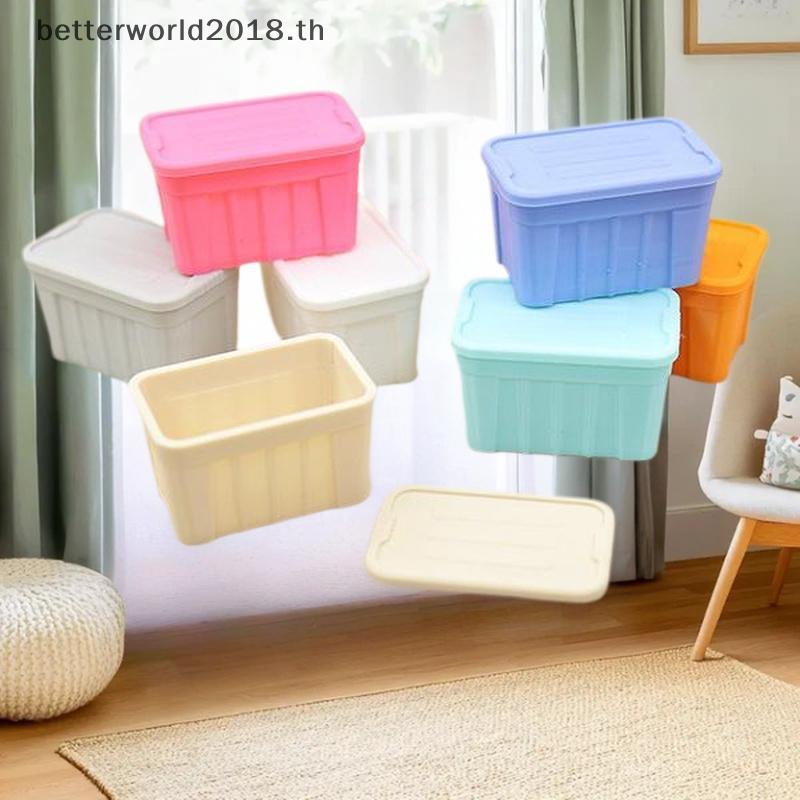 [bet] 1 ชิ้น 1:12 Dollhouse Mini สีกล่องเก็บพร้อมฝาปิดรุ่นตกแต่งบ้านตุ๊กตา House Micro ฉากเครื่องประ