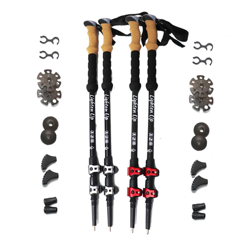 2 ชิ้นอลูมิเนียมภายนอก Quick Lock Trekking Pole Nordic Walking Stick อุปกรณ์เสริมสําหรับหลากหลาย Ter