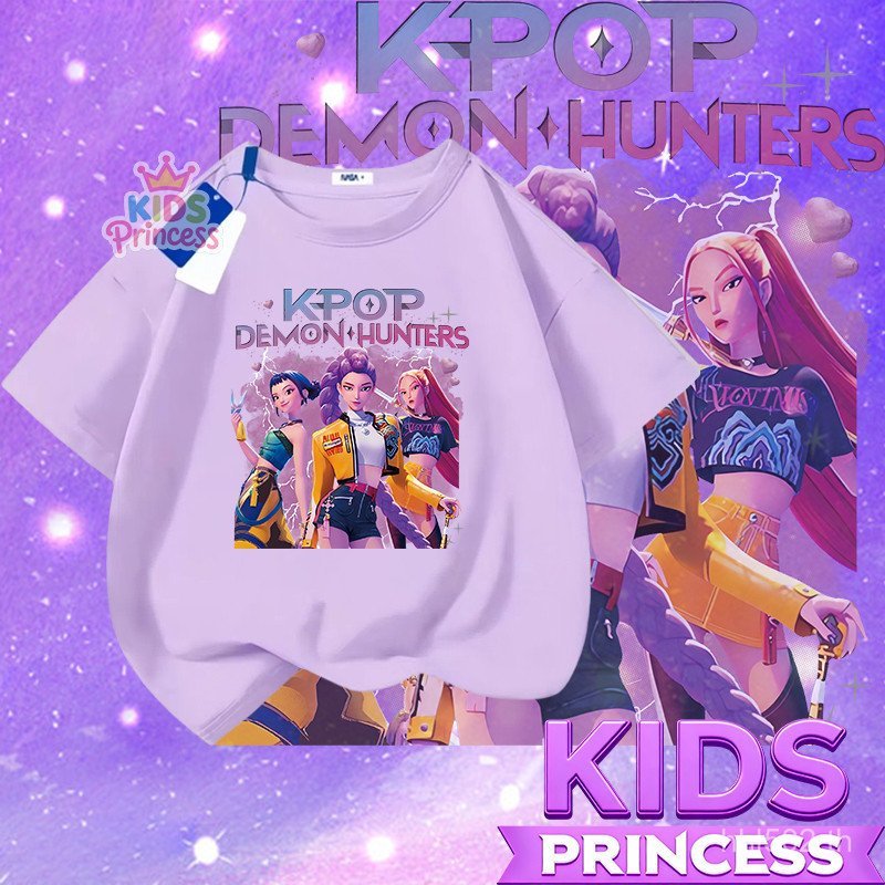 COD (จัดส่ง 24 ชั่วโมง) Kpop Demon Hunters เสื้อเชิ้ตผ้าฝ้าย 100% 90-150CM N420