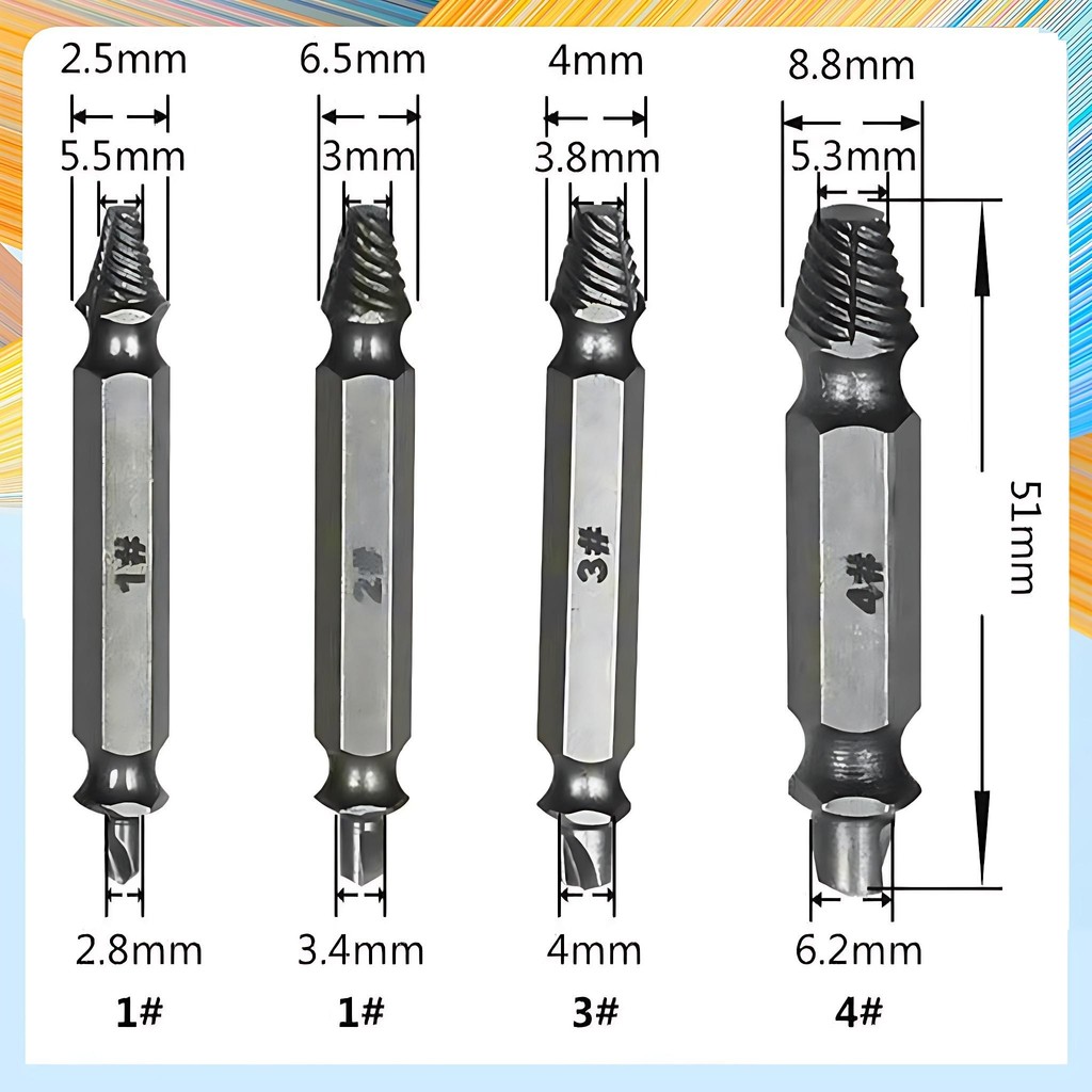 ชุดถอนสกรูเกลียวซ้าย 5ตัวชุด ชุดเครื่องมือถอนหัวน็อต ตะปู ชำรุดฝังแน่นให้ถอนออกได้อย่างง่ายดาย - รูปที่ 7
