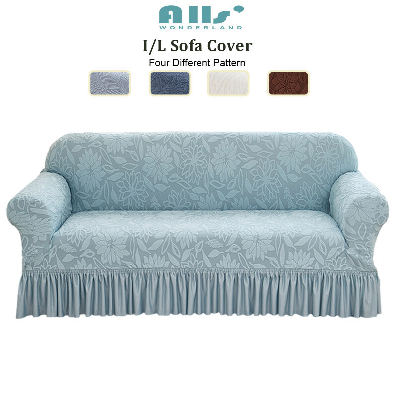 สีพื้น ผ้าคลุมโซฟา ใส่กระโปรง sofa cover 提花沙发套 ผ้าคลุมเฟอร์นิเจอร์ กันฝุ่น 1/2/3/4 ที่นั่ง Jacquard
