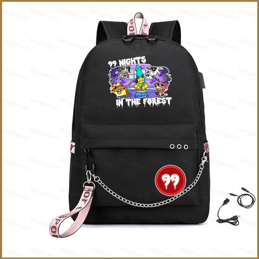 HQ ROBLOX 99 Nights In the Forest กระเป๋าเป้สะพายหลังสําหรับนักเรียนความจุขนาดใหญ่น้ําหนักเบาการพิมพ