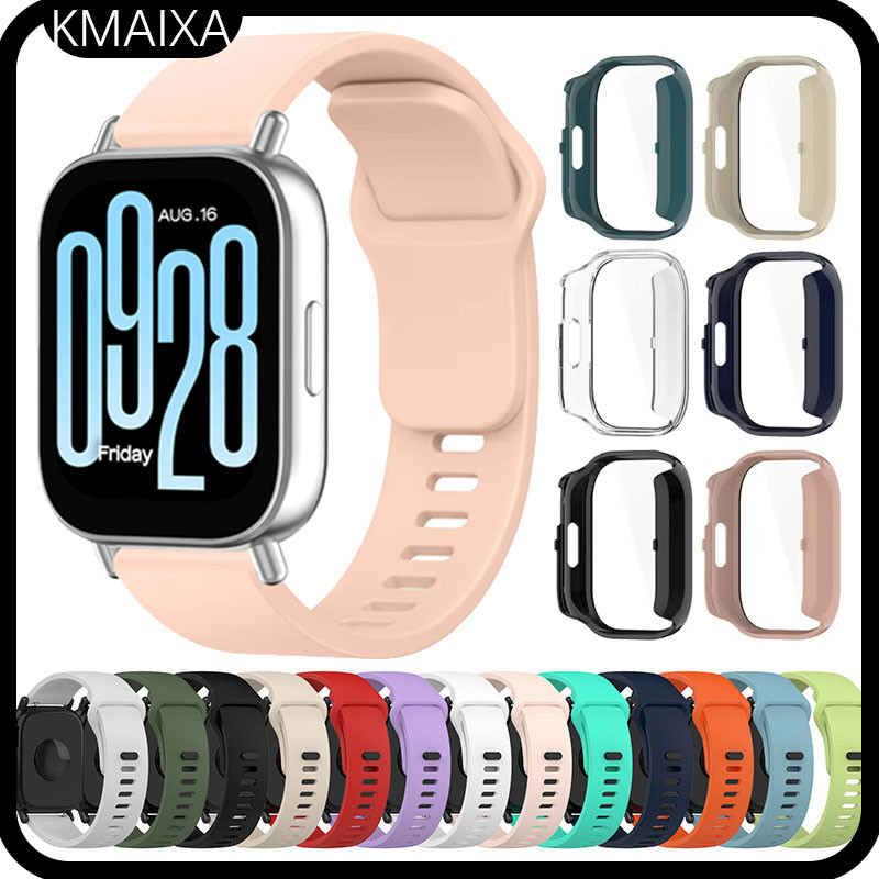 สายยาง กระจกนิรภัยสําหรับ Xiaomi Redmi Watch 5 Active / 5 Lite PC Hard Screen Protector ฝาครอบกันชนซิลิโคนเข็มขัดสร้อยข้อมืออุปกรณ์เสริมสําหรับ Redmi Watch 5 Lite