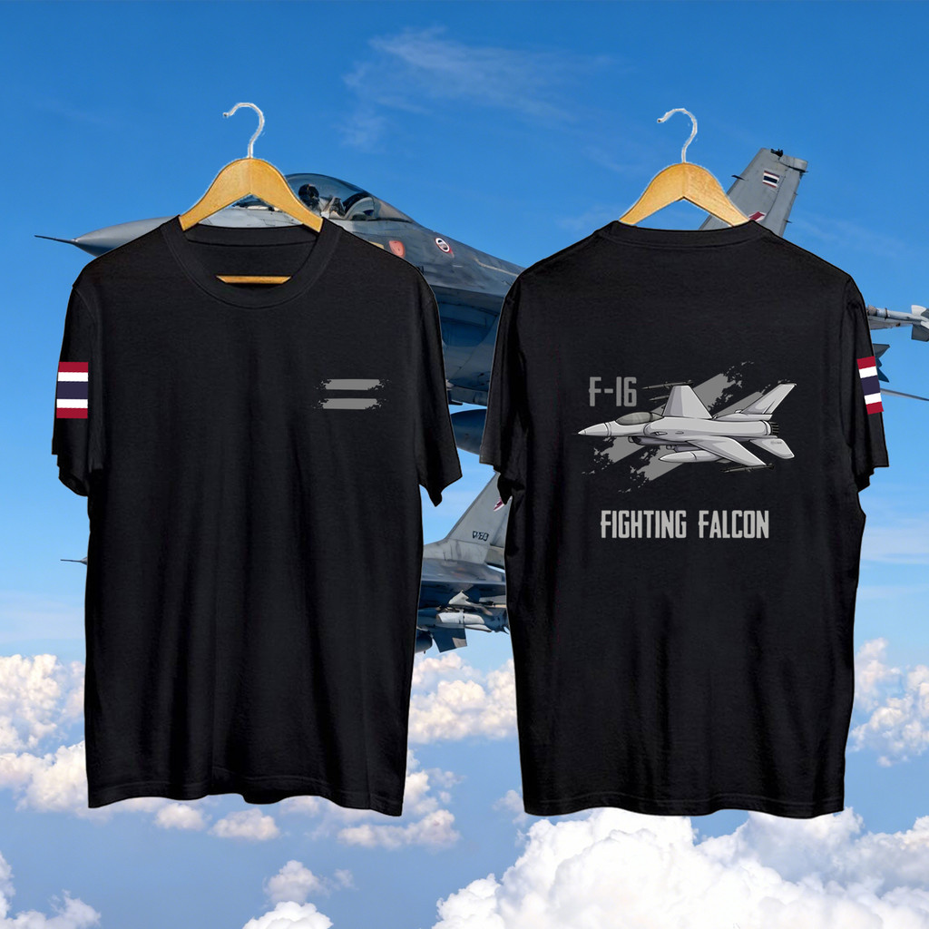 S-5XL เสื้อยืดสกรีนลาย " F-16 & JAS 39 " " F-16 FIGHTING FALCON " เสื้อยืดผ้า เสื้อยืดผ้าไมโครโพลีเอ