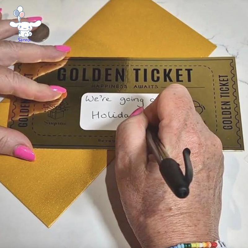 [San] 1 ชุด Deluxe Golden Ticket Surprise Scratch Off Card Christmas Surprise เปิดเผยการ์ด Scratch O