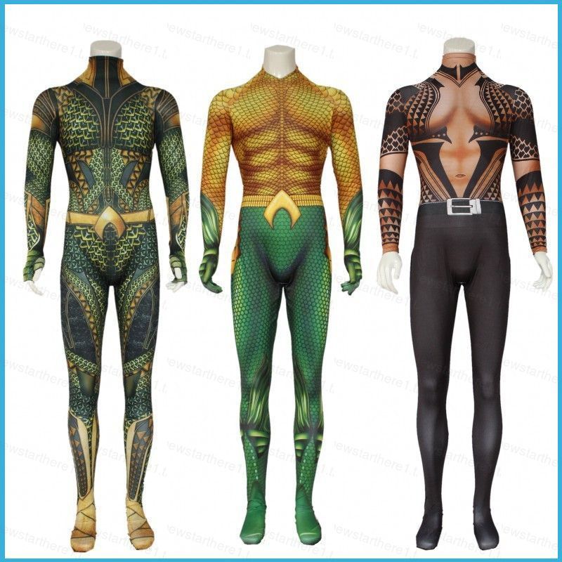 ชุดคอสเพลย์ Aquaman 3D Jumpsuit สำหรับผู้ใหญ่ พร้อมใช้งานในงานปาร์ตี้หรือฮาโลวีน