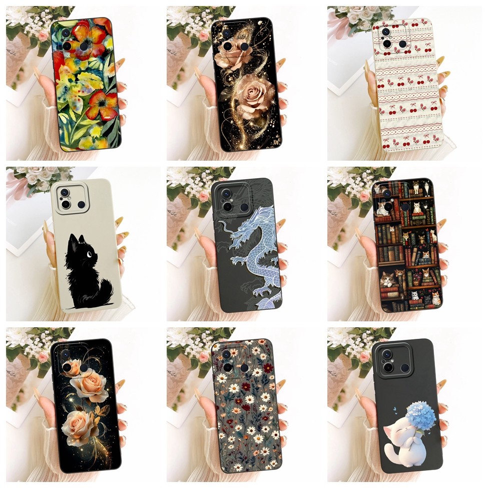 ปลอกสําหรับ Redmi 12C 4G ฝาครอบแฟชั่นการ์ตูนน่ารักตลกทาสีซิลิโคนเคสโทรศัพท์ 22120RN86G