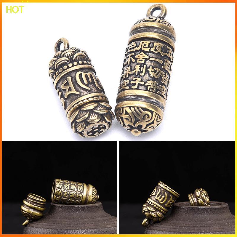 Technicolorsuper Hollow ทองเหลืองพระพุทธรูป Sutra กระบอกจี้พวงกุญแจสร้อยคอเครื่องประดับกล่องยา TSR