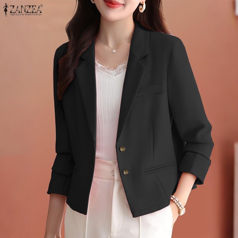 ZANZEA ผู้หญิงเกาหลี Workplace OL ชุดคอยาวแขนยาว Single-Breasted อารมณ์เสื้อเบลเซอร์คุณภาพสูง — صورة 4