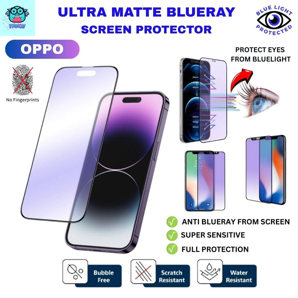 ULTRA MATTE BLUERAY Oppo Reno 15F,15,14Pro,14F,13F,14,112F,A6Pro,A5Pro,A3Pro,A98 กระจกนิรภัยป้องกันห