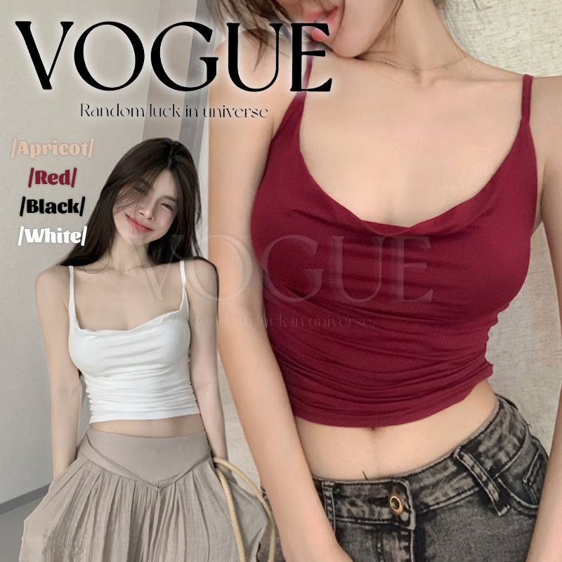 Vogue🌟พร้อมส่ง🌟 เสื้อสายเดี่ยว เสริมฟองน้ำ สีสดใส ยืดพอดีใส่สบายมาก (FY8641)