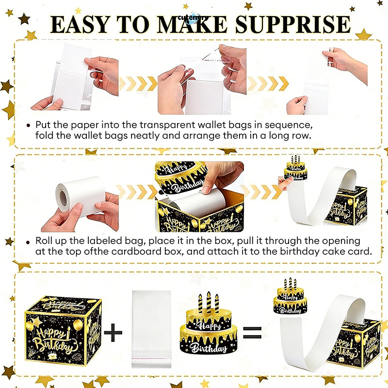 😊COD😊กล่องดึงเงิน ของขวัญสุดเซอร์ไพรส์ กล่องของขวัญวันเกิด ดึงเงินสดออก อุปกรณ์ประกอบฉากกล่องของขวัญ เค้กเงินสด - รูปที่ 3