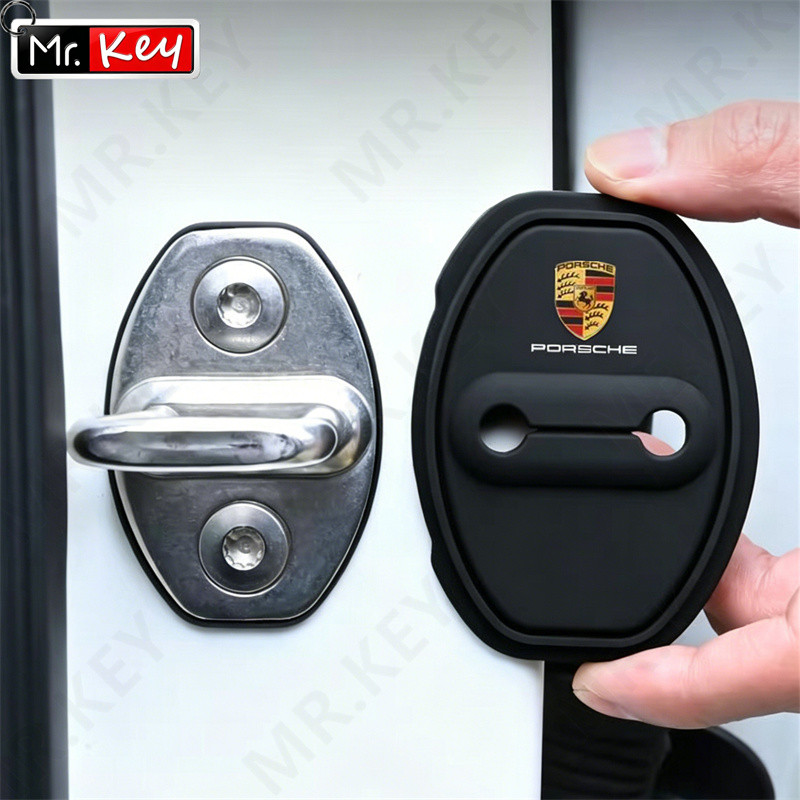 [Mr.Key]ฝาครอบป้องกันล็อคประตูซิลิโคนอ่อนนุ่มสําหรับ Porsche Cayenne Macan Panamera 911 718 Taycan
