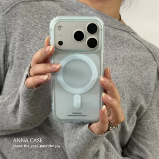 Ins Niche Simple Fresh Semiโปร่งใสFrostedเคสโทรศัพท์แม่เหล็กสําหรับiPhone 17 17Pro 17Promax 16 16Pro 16Promax 15Pro 15Promax 15