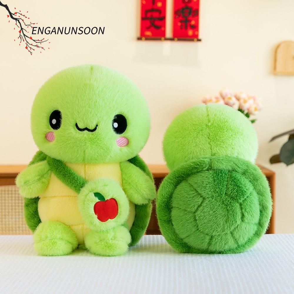 ENGANUNSOON กระเป๋าเป้เต่า 23 ซม./35 ซม. หมอนตุ๊กตาสัตว์ ของขวัญวันเกิด