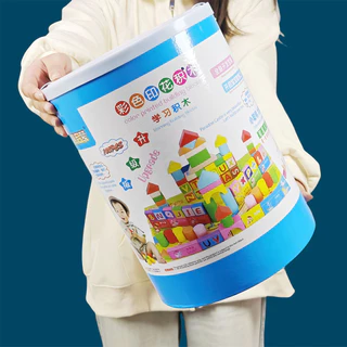 ชุดบล็อกไม้หลากสีจำนวน 108 ชิ้น พร้อมกล่องเก็บ ของเล่นเสริมพัฒนาการสำหรับเด็ก ฝึกสมาธิและจินตนาการ