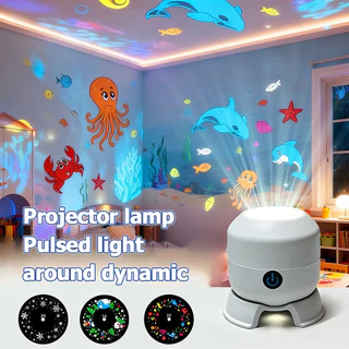 โคมไฟโปรเจคเตอร์ LED หมุนได้ [ลายสัตว์ทะเล/เกล็ดหิมะ/คริสต์มาส] ไฟแต่งห้องนอนบรรยากาศดี ปลั๊ก USB ของขวัญเทศกาลสุดประทับใจ