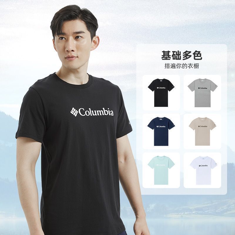 Colmb 2026 Short Sleeved Mens Outdoor Loose Breathable สบายพิมพ์โลโก้เสื้อยืดผ้าฝ้ายแท้ JE1586 Niche